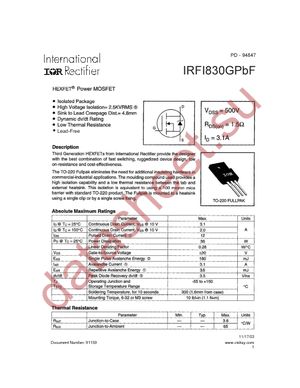 IRFI830GPBF datasheet  